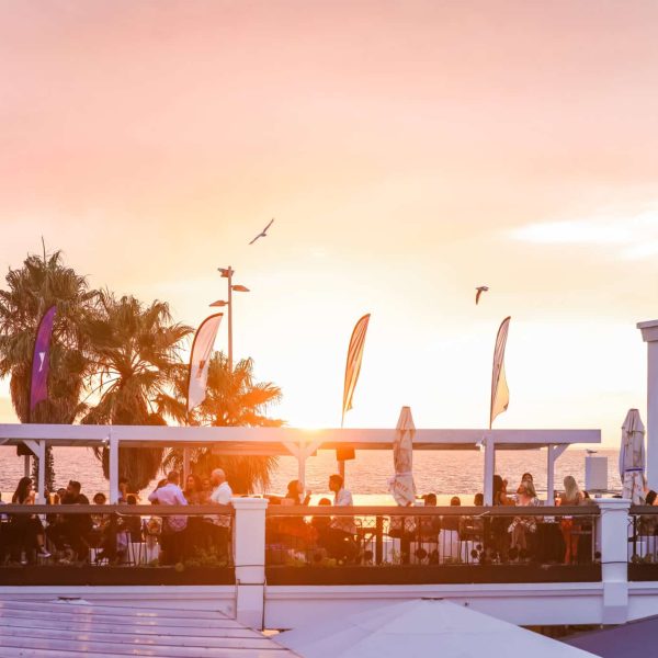 Sunset over Captain Baxter in St Kilda Beach